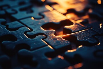 A detailed view of a puzzle piece with intricate design and patterns, suitable for use in illustrations or designs