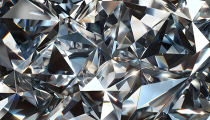 A close-up view showcasing a cluster of sparkling diamonds with brilliant facets reflecting light in various directions.