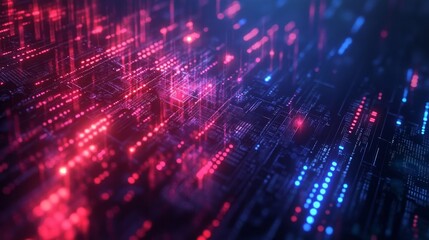 Fototapeta premium Abstract Futuristic Data Network with Glowing Pink and Blue Nodes 