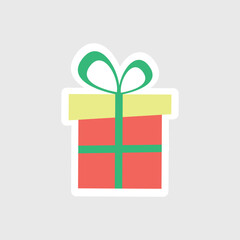 Gift box vector illustration. Gift box icon. Gift sticker.