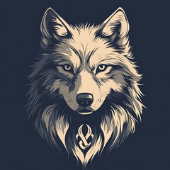 Naklejka premium Stunning Geometric Wolf Head Design Against Dark Background Wallpaper
