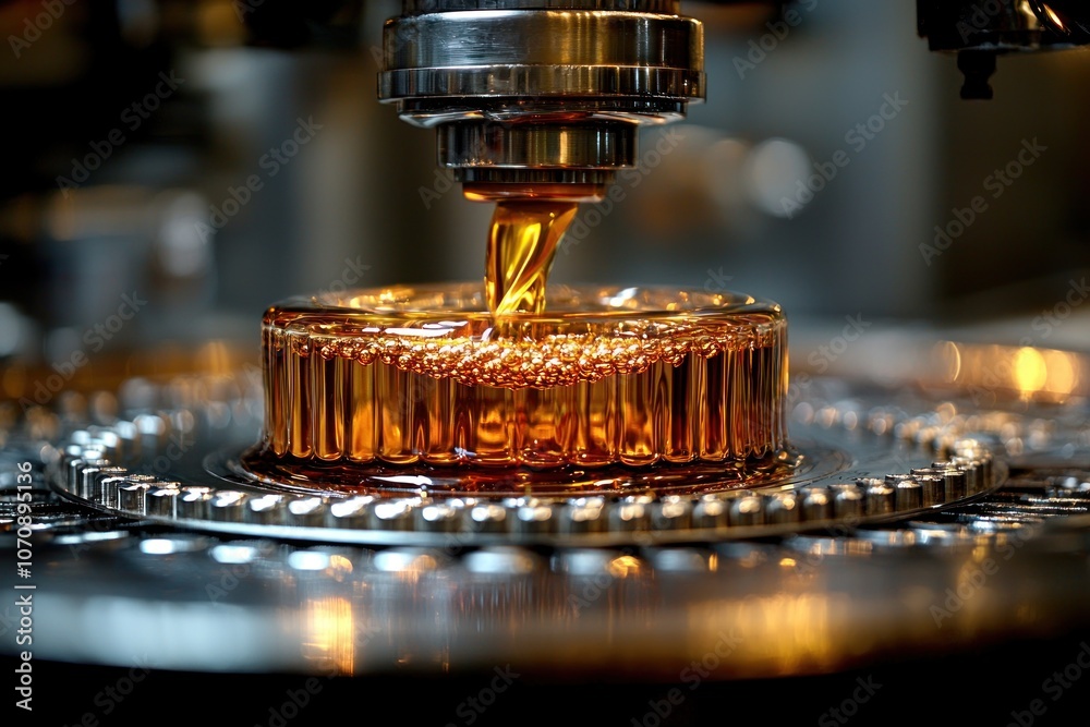Poster close-up of a machine dispensing liquid into a glass container