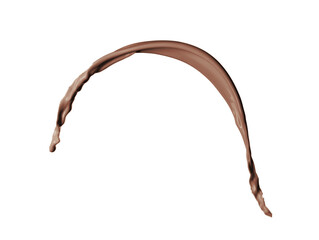 Splash of chocolate milkshake in air on white background