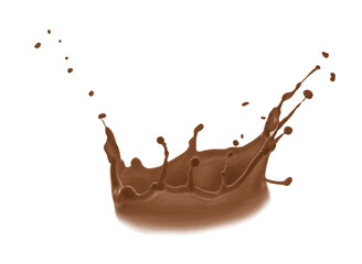 Yummy chocolate milk shake splashing on white background