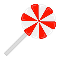 Vector Christmas candy icon. Lollipop sugar caramel. Cartoon dessert isolated on white background.