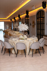 Reception at the restaurant elegant wedding decoration  