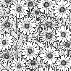 Detailed Daisy Floral Pattern Coloring Page
