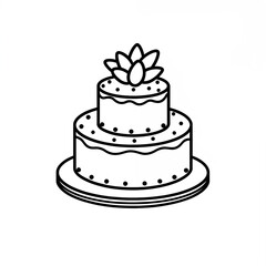 Simple Line Art Wedding Cake Illustration