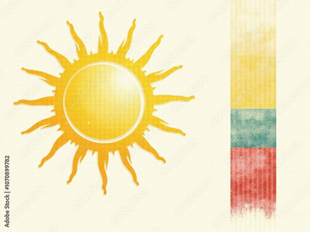 Poster ro sun backgrounds feature vintage grainy textures and colorful designs often set against a simple white background with bold vertical elements