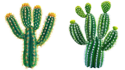 Vibrant Collection of Cacti With Distinct Shapes and Colors Generative AI