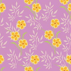 Artistic simple branches flowers peonies, dahlia and buds with leaves seamless pattern. Vector hand drawn. Retro, vintage, pastel print. Template for design, fabric, fashion, wallpaper, textile