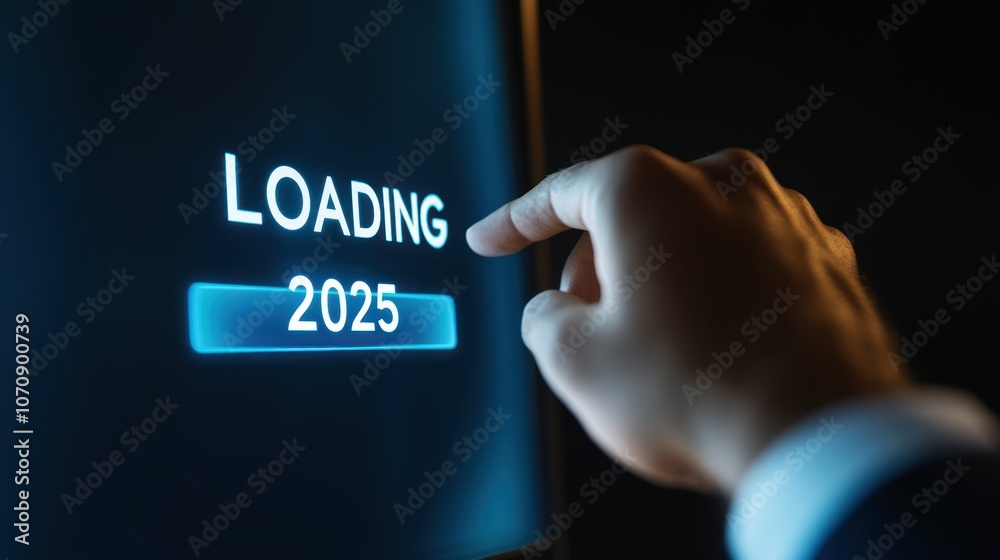 Poster A Hand Interacting with a Digital Interface Showing 