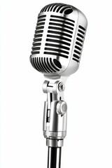 Fototapeta premium Silver vintage microphone on white background.