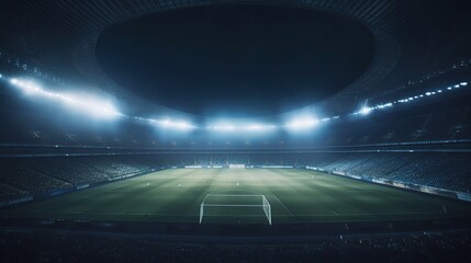 Dramatic Night View of a Modern Soccer Stadium