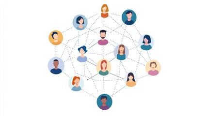 Fototapeta premium People icons on white background. Social media network connection, global internet technology and online data exchange