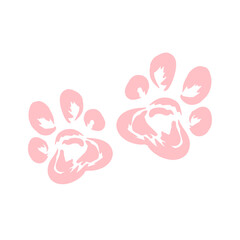 Cute pink paw prints on a white background ideal for pet, kids designs and decorations