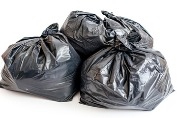 A pile of garbage bags stacked on top of each other, ready for collection