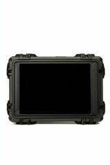 Rugged green tablet with black trim.