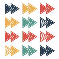 Colorful Row of Arrows in Repeating Pattern on White Background. arrows, pattern, colorful, repeating, design, graphic, row, multicolored, abstract, background.