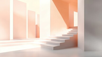 Obraz premium Modern Architectural Space with Soft Light and Minimalist Design