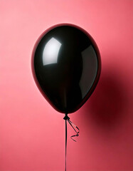 Black balloon on pink background