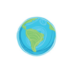 Fototapeta premium Vector cartoon illustration of Earth. Hand drawn doodles of the solar system.