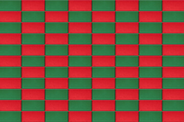 立体的な赤と緑のタイルのチェック柄