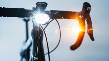 Bicycle Lights. Front Safety Light for Bicyclist on White Background