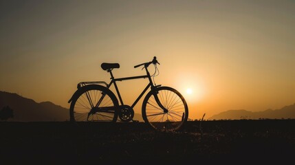 Obraz premium Bicycle Silhouette. Sport and Exercise Concept with Mountain Bike Silhouette