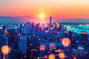 Fototapeta premium High-rise building with city skyline view, suitable for architecture or urban planning projects