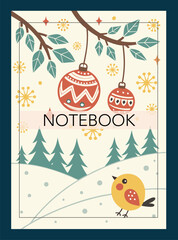 Fototapeta premium Image of a notebook cover with various abstract and New Year patterns.