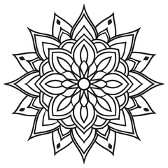 Mandala line art silhouette with white background.