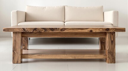 Rustic Wooden Coffee Table with Shelf - Minimalist Living Room Decor