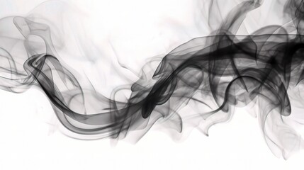 Elegant Black Smoke Wave on White Background