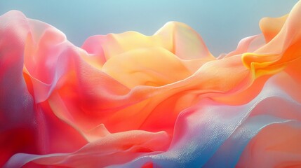 Obraz premium Abstract background of flowing fabric in vibrant pink, orange, and yellow hues.