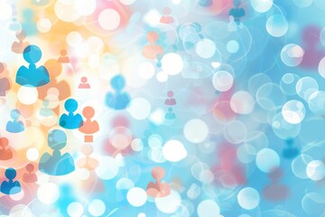 Background of human-shaped icons symbolizing human resources and recruitment, soft focus on edges