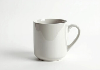 Plain White Ceramic Mug Isolated on White Background. Minimalist and Modern Drinkware Design
