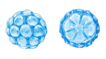Set of Isolated Blue Bubbles on a Transparent Background for Design Generative AI