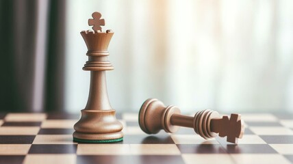 Explore the strategic depths of chess as the king topples in a classic match