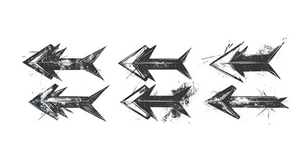 Grunge Draft Sketch Arrows Collection on Transparent Background Generative AI