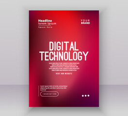 Poster brochure cover banner presentation layout template, Technology digital futuristic internet network red gradient background, Abstract cyber future tech, Ai big data business flyer annual vector