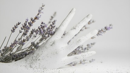 Minimalist Lavender Sprigs with Scattered Buds on Light Background