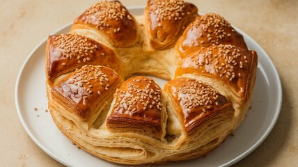 Round puff pastry with sesame