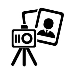 Vector illustration, logo, camera icon. Isolated on a white background.