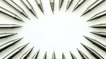 Modern Silver Pens Arranged in Circular Pattern