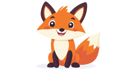 Fototapeta premium Cute Cartoon Fox Sitting Friendly Animal Illustration