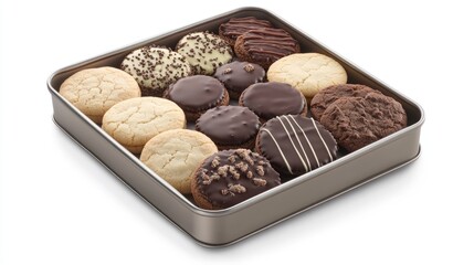 Assorted Cookies in a Metal Tin for Sweet Treats