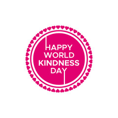 Happy World Kindness Day Typography Text Circle Logo with Hearts Frame for Holiday Celebration 