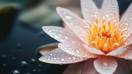 Fototapeta premium Discover the beauty of a water lily blossom captured in crystal clear detail after rainfall