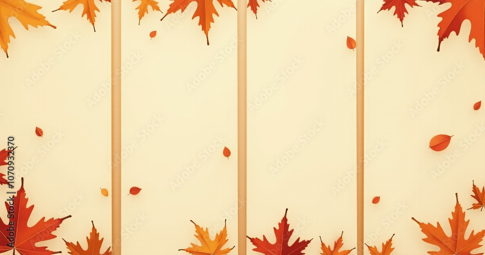 Poster vertical autumn banners feature colorful dry leaves on beige backgrounds for social media and web us